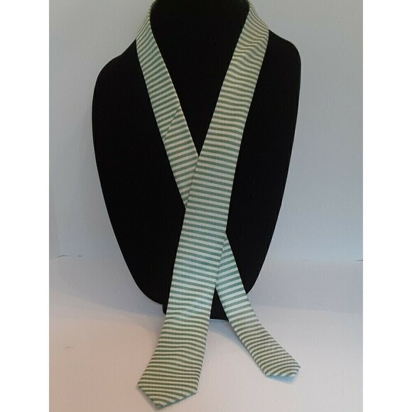 Nordstrom Green/White Striped Neck Tie - 100 % Silk - Picture 2 of 6